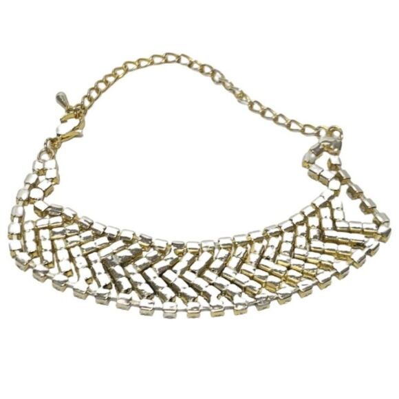 Vintage Multi Row Rhinestone Gold Tone Chain Wedding Runway Women’s Bracelet - Picture 8 of 11